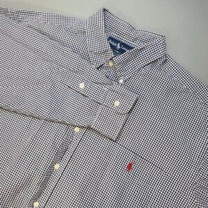 Polo Ralph Lauren Men's XL Blaire Long Sleeve Button Up Shirt Blue Gingham Pony